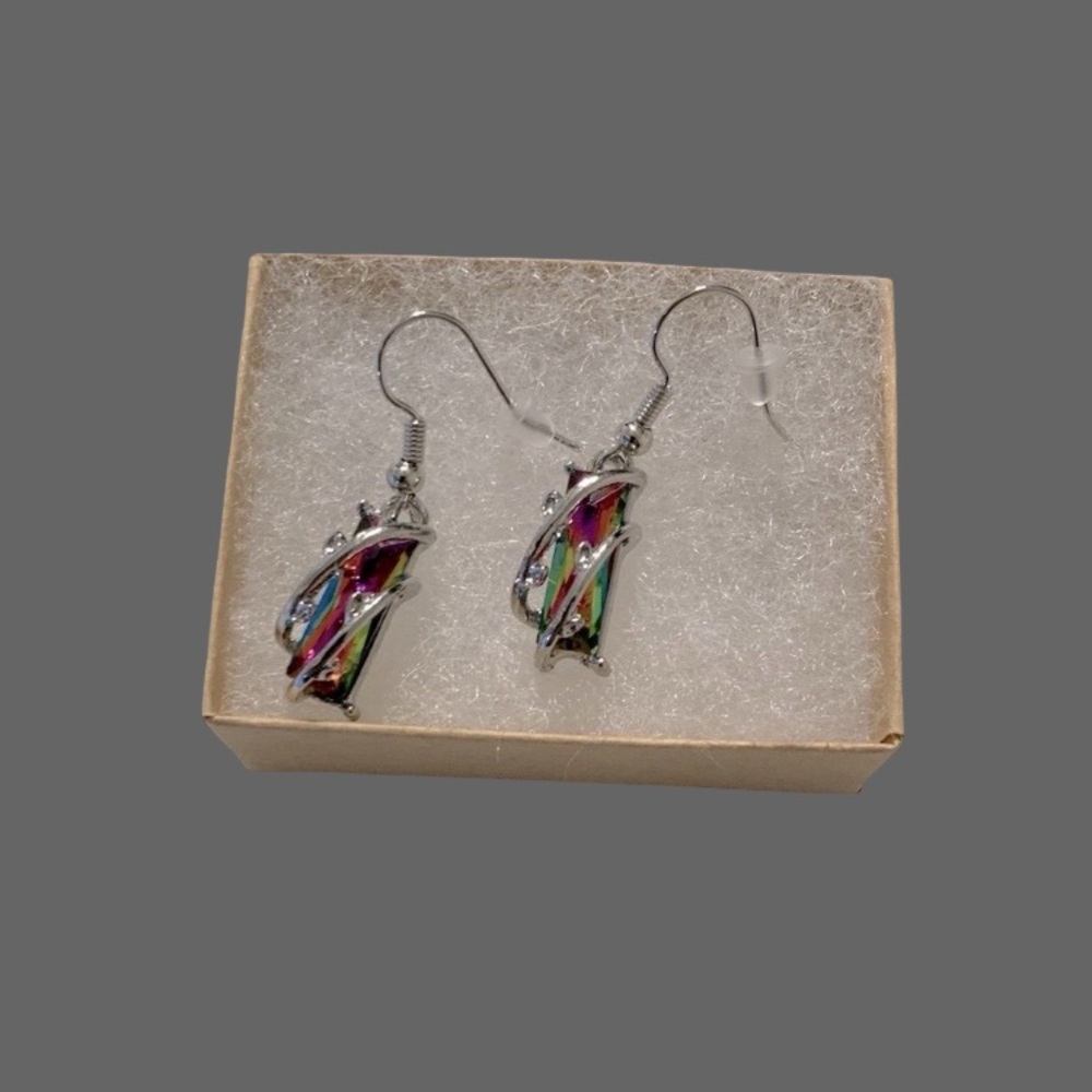 Earrings Colorful Stone Elegant Pierced Dangle Boho Women’s New Gift Boxed